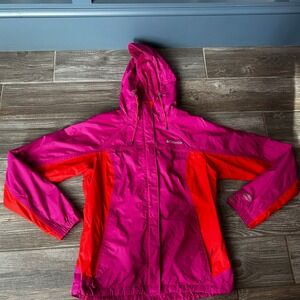 Columbia Sportswear Women's‎ Full Zip Hooded Rain Jacket Pink Orange Medium